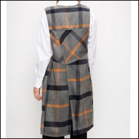 🍁PLAID LONG VEST - Picture 4 of 6